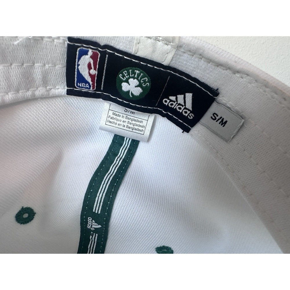 White Boston Celtics Hat Cap Fitted Mens OSFM  NBA Adidas Modern Active Wear - Picture 10 of 15
